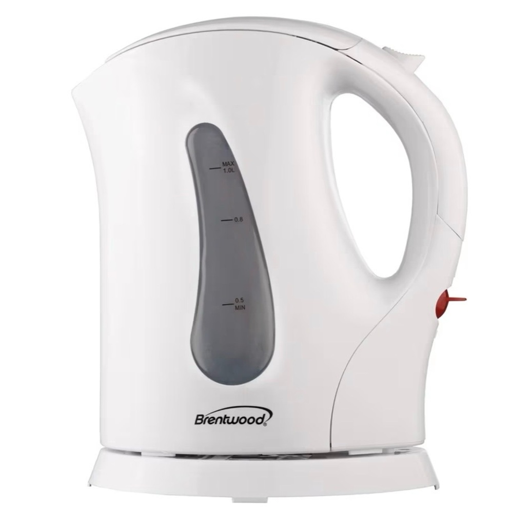 Brentwood Electric Kettle KT-1610 BPA Free Plastic 1L Cordless White Travel Tea